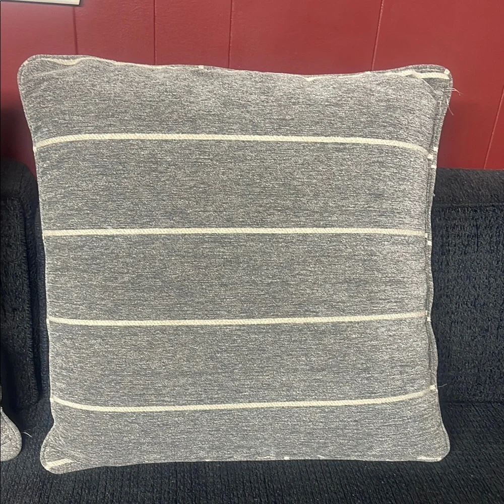 Gray Striped Accent Pillows Set